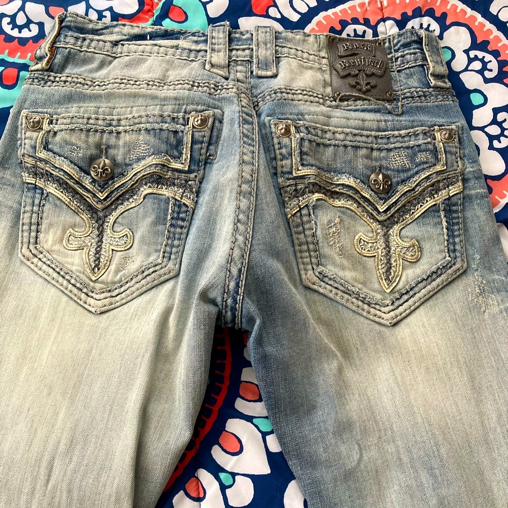 Rock Revival Phoenix StraightLight Blue size 31 Inseam 33 Embelished